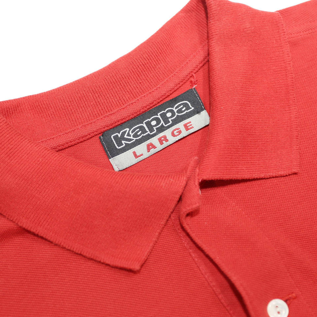 KAPPA Mens Red Short Sleeve Plain Polo Shirt L Casual Cotton Knit