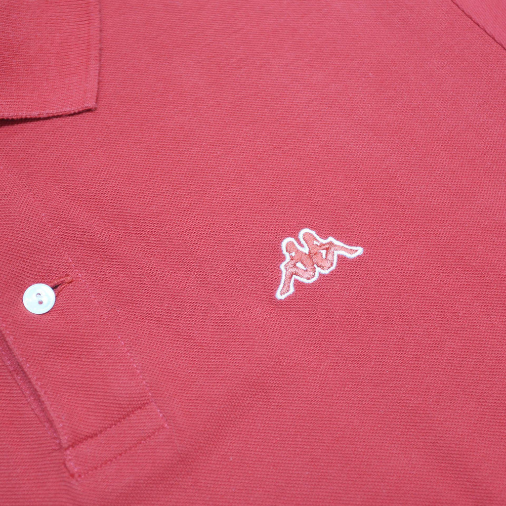 KAPPA Mens Red Short Sleeve Plain Polo Shirt L Casual Cotton Knit