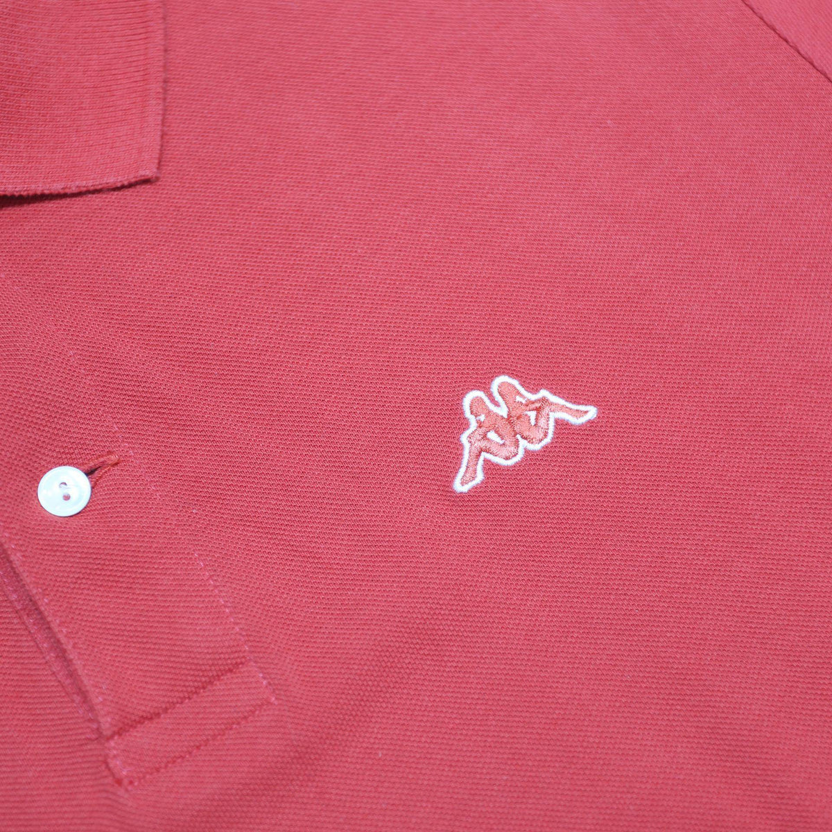 KAPPA Mens Red Short Sleeve Plain Polo Shirt L Casual Cotton Knit