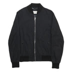 SANDRO Mens Black Bomber Jacket XS Cotton Zip Plain Casual Lightweight