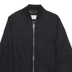 SANDRO Mens Black Bomber Jacket XS Cotton Zip Plain Casual Lightweight