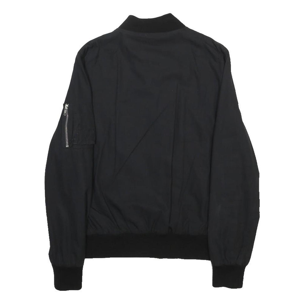 SANDRO Mens Black Bomber Jacket XS Cotton Zip Plain Casual Lightweight