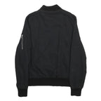 SANDRO Mens Black Bomber Jacket XS Cotton Zip Plain Casual Lightweight