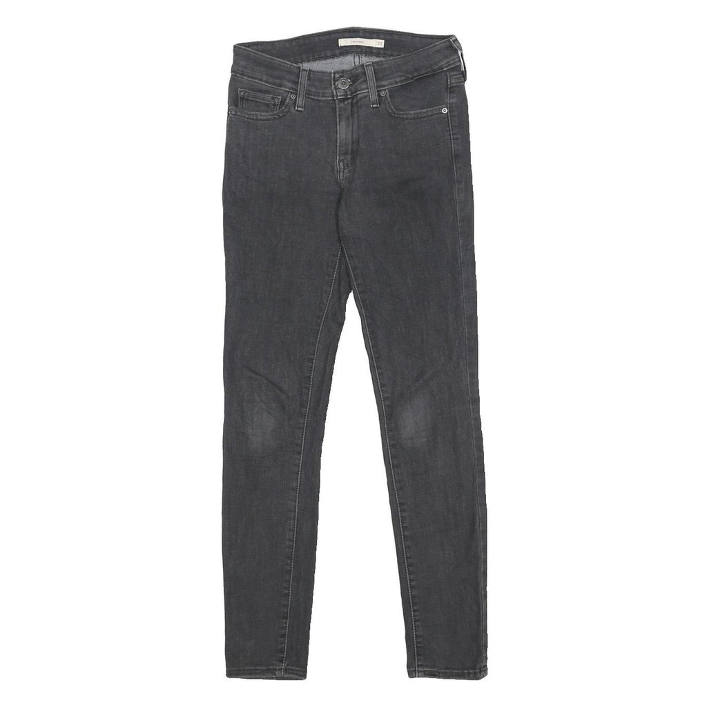 LEVI'S 711 Womens Slim Black Denim Jeans Cotton Blend Zip W25 L28 Stretch Skinny