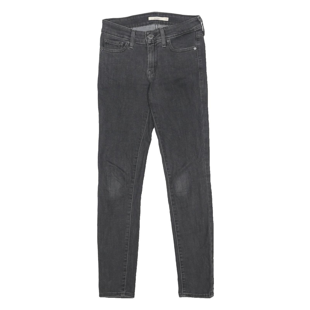LEVI'S 711 Womens Slim Black Denim Jeans Cotton Blend Zip W25 L28 Stretch Skinny