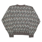TSR Womens Grey & Brown Patterned Jumper Crew Neck Basic Knit XL Vintage Style