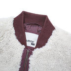 LEVI'S Womens Burgundy & Cream Zip Bomber Jacket M Cotton Blend Sherpa Casual
