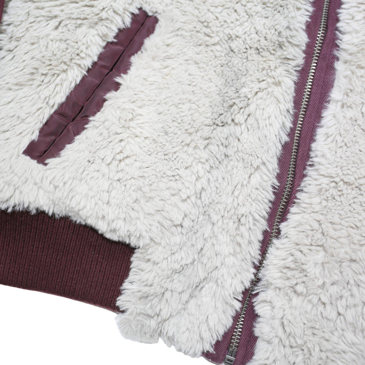 LEVI'S Womens Burgundy & Cream Zip Bomber Jacket M Cotton Blend Sherpa Casual