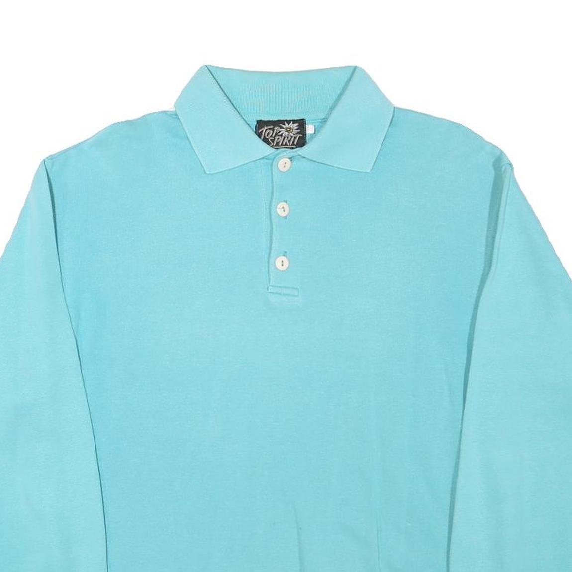 TOP SPIRIT Womens Blue Collared M Cotton Blend Sweatshirt Pullover Casual