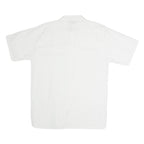 Womens White Cotton Blend Kimono Top Short Sleeve Stand-Up Neck Plain M Casual