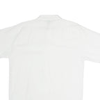 Womens White Cotton Blend Kimono Top Short Sleeve Stand-Up Neck Plain M Casual