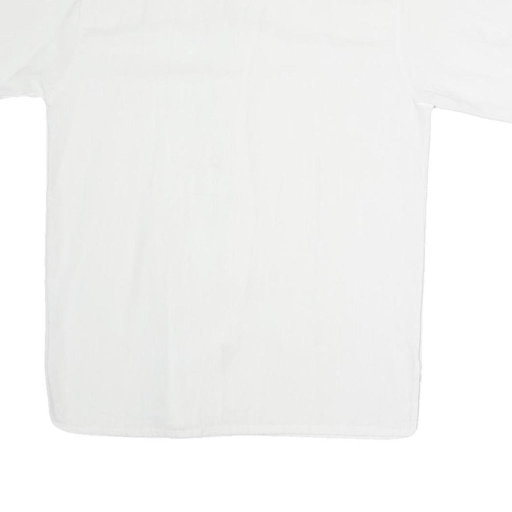 Womens White Cotton Blend Kimono Top Short Sleeve Stand-Up Neck Plain M Casual