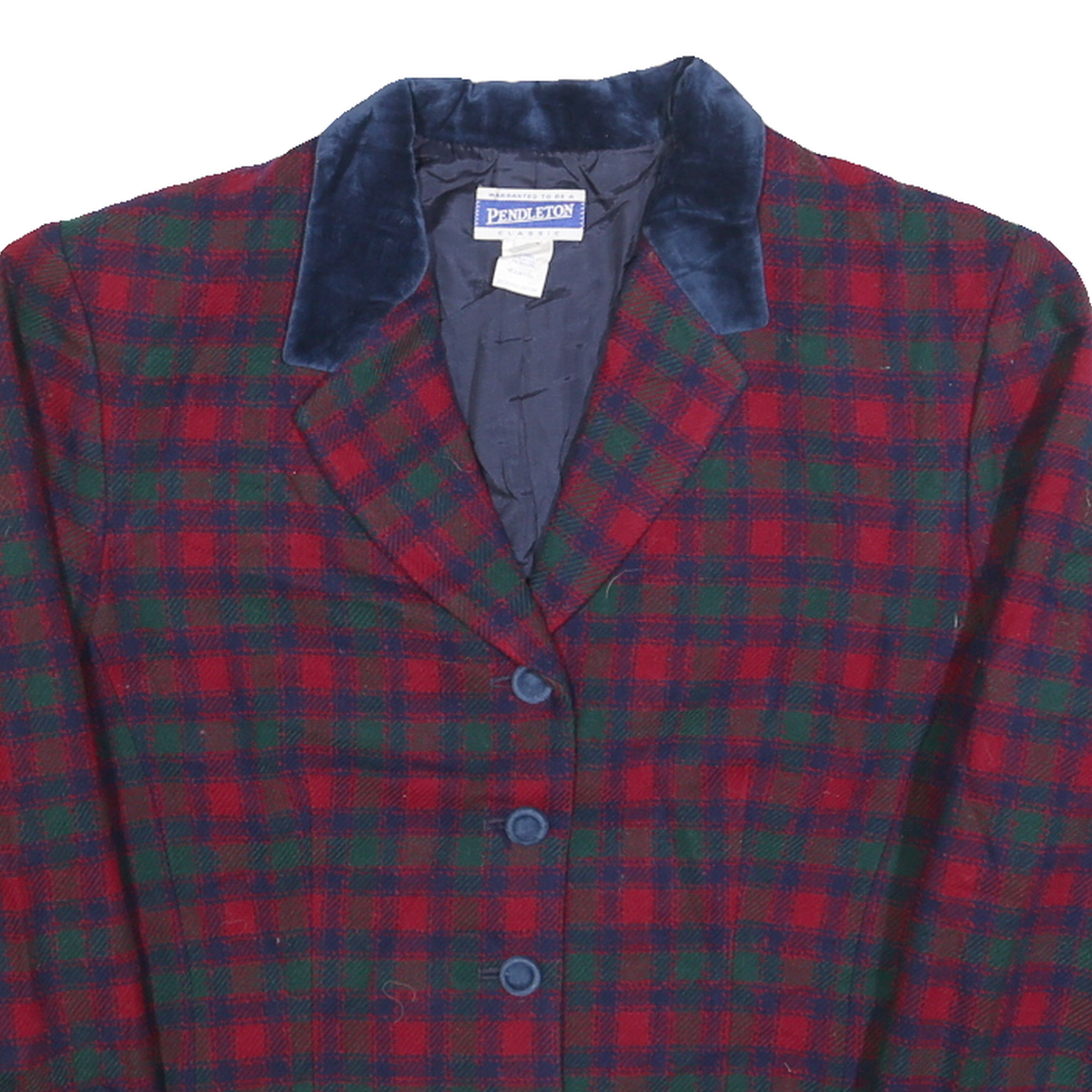 PENDLETON Womens Red & Green Wool Blend Jacket L Button Plaid Winter Retro