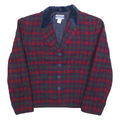 PENDLETON Womens Red & Green Wool Blend Jacket L Button Plaid Winter Retro