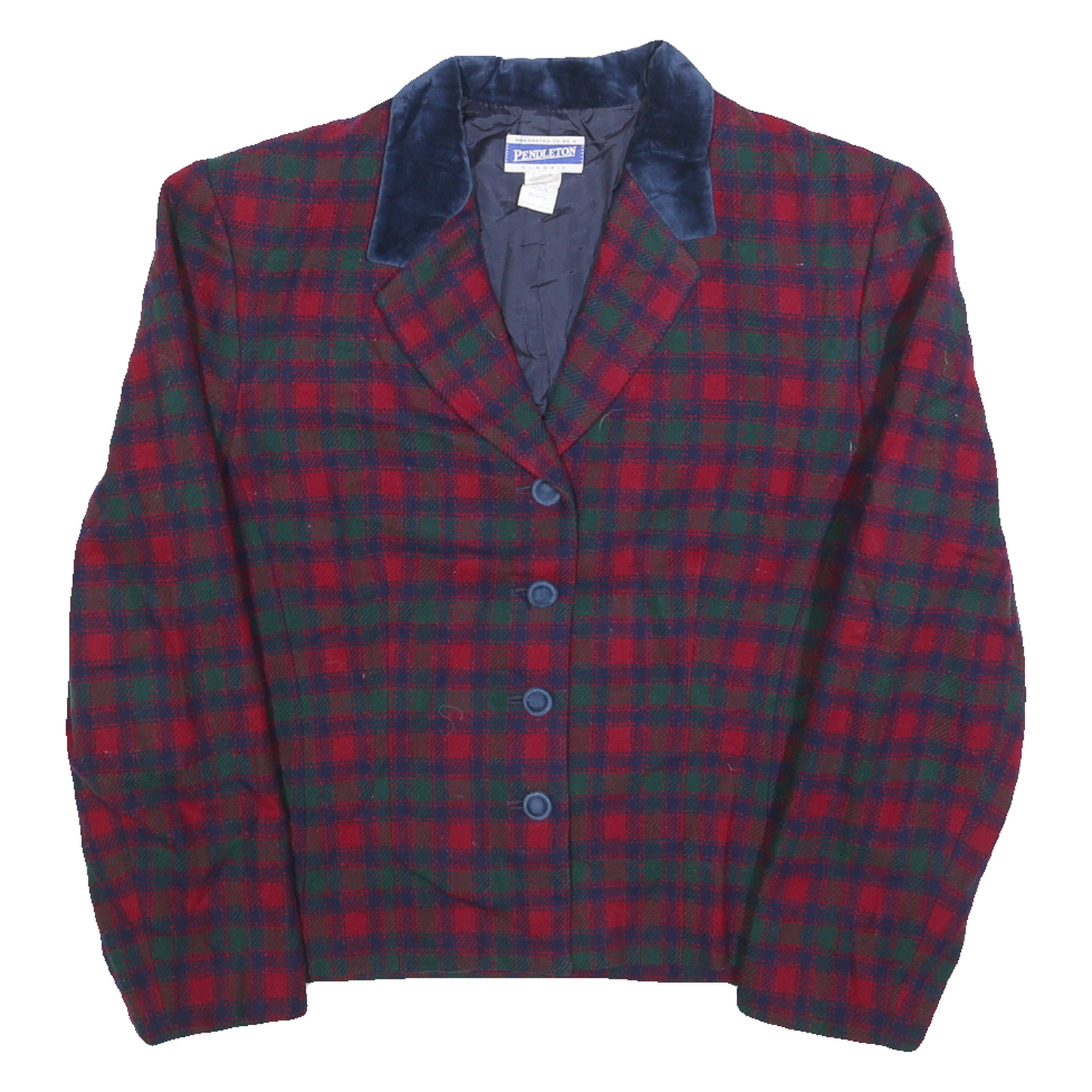 PENDLETON Womens Red & Green Wool Blend Jacket L Button Plaid Winter Retro