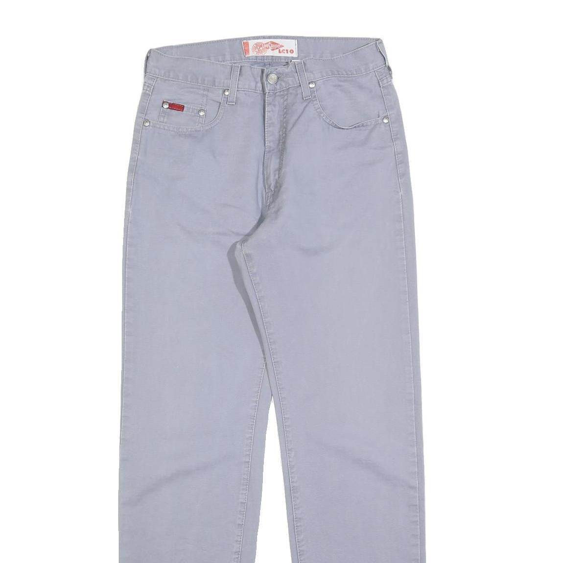 LEE COOPER Mens Regular Fit Grey Cotton Blend Trousers W30 L34 Zip Casual