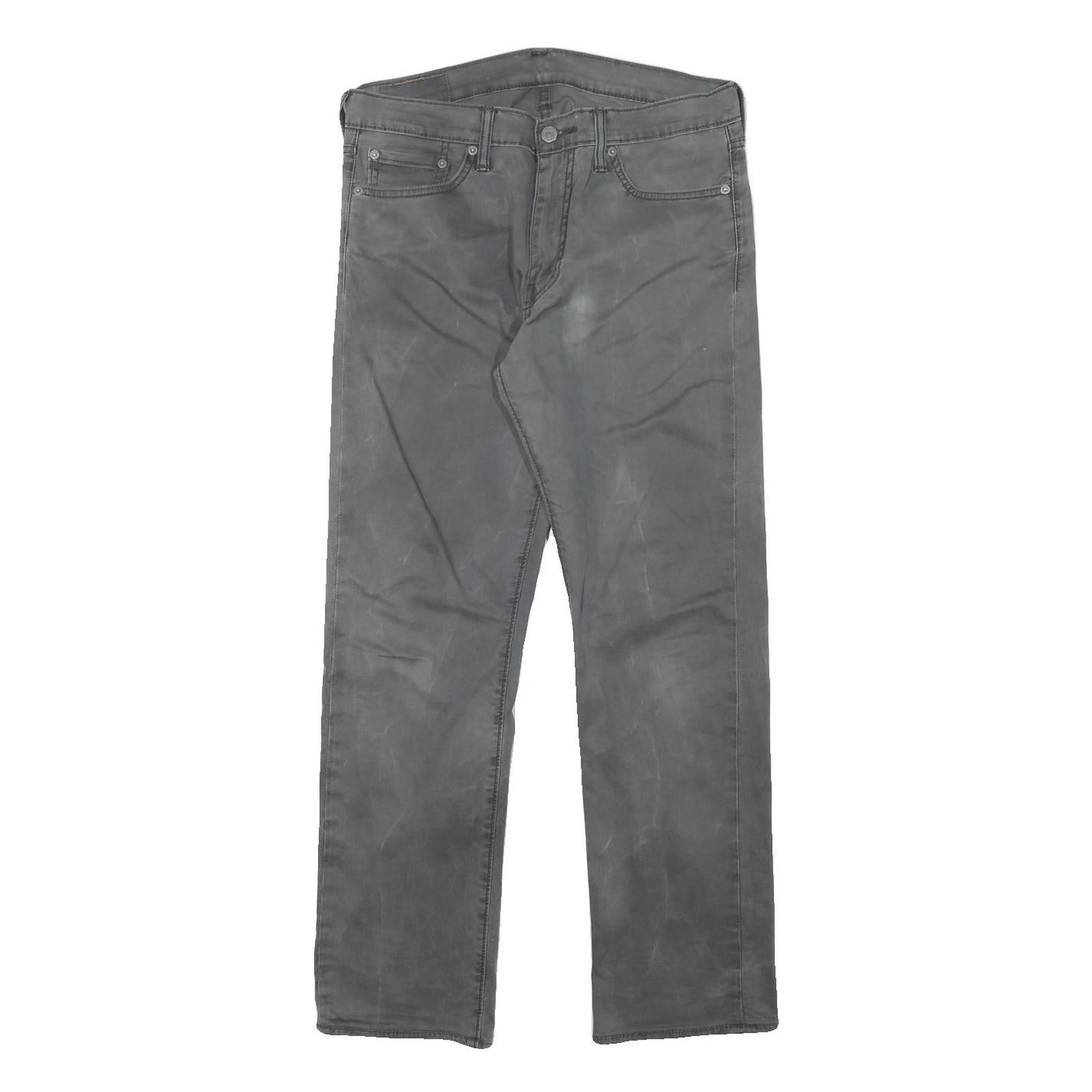 LEVI'S Mens Cotton Blend Black Regular Straight Trousers W32 L29 Casual Zip