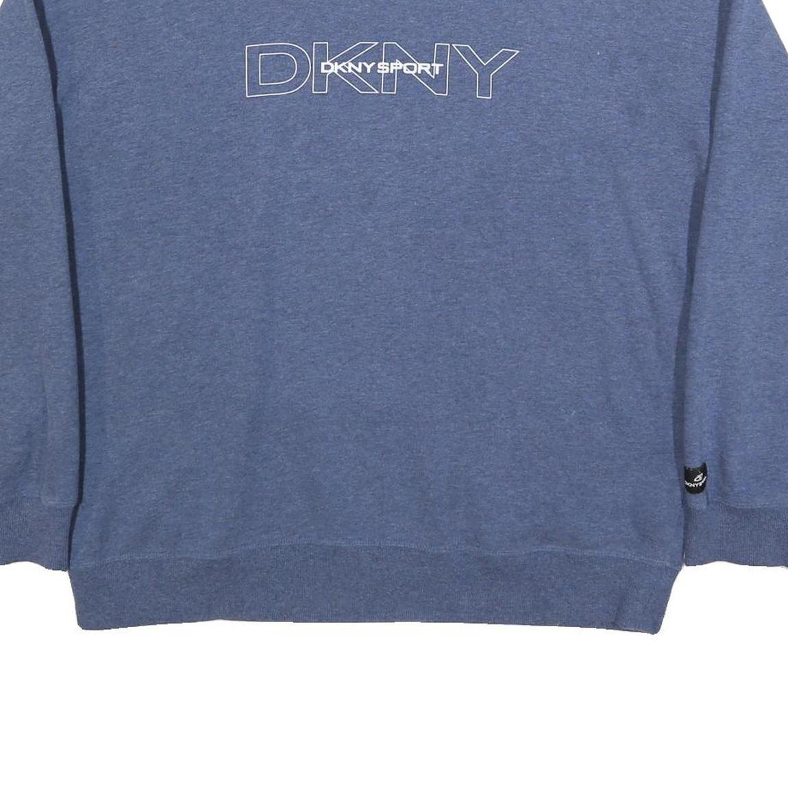 DKNY Womens Blue Cotton Blend Crew Neck XL Sweatshirt Pullover Logo
