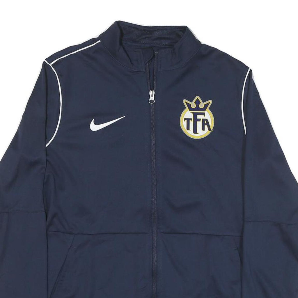 NIKE Womens Navy Blue Sports Zip Jacket M Polyester Blend Plain Fitness