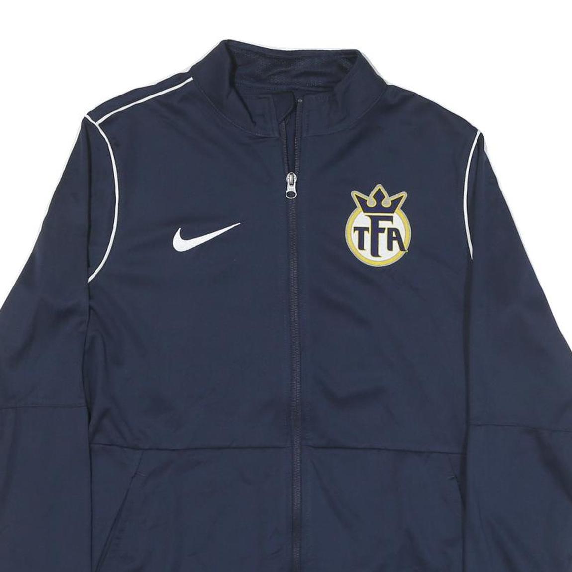 NIKE Womens Navy Blue Sports Zip Jacket M Polyester Blend Plain Fitness