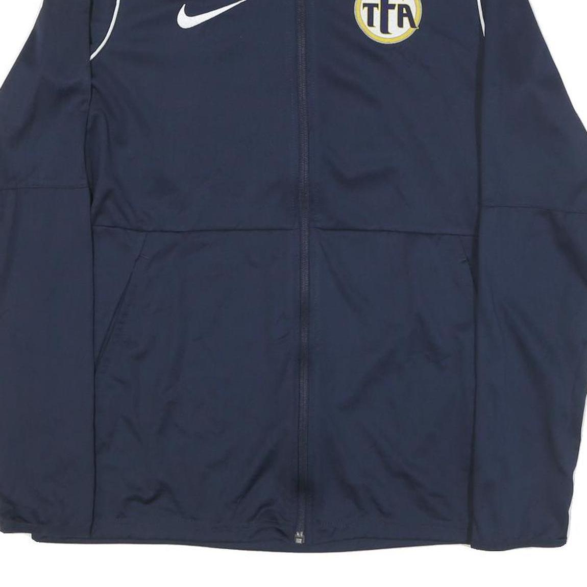 NIKE Womens Navy Blue Sports Zip Jacket M Polyester Blend Plain Fitness