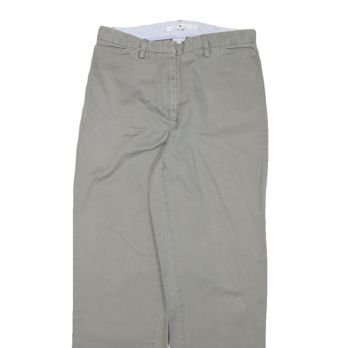 TOMMY HILFIGER Womens Cotton Blend Relaxed Straight Trousers W29 L30 Casual