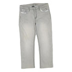 SUKO JEANS Womens Regular Fit Cotton Blend Light Grey Zip W34 L27 Embellished