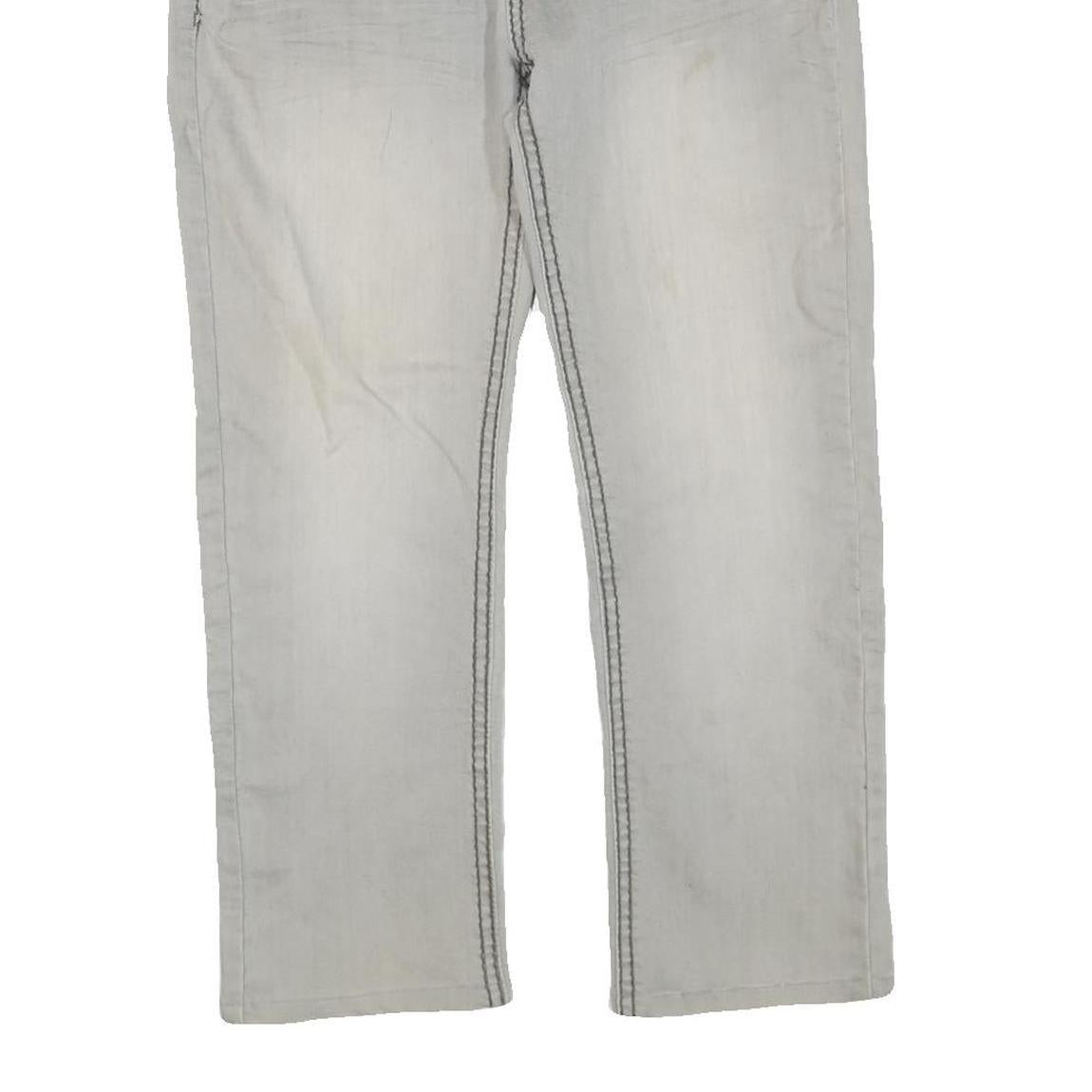 SUKO JEANS Womens Regular Fit Cotton Blend Light Grey Zip W34 L27 Embellished