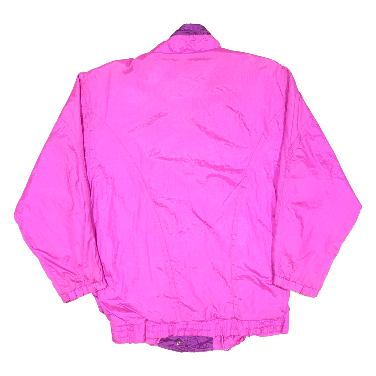 PACIFIC Womens Pink & Purple Oversized Nylon Jacket L Zip Plain Lightweight