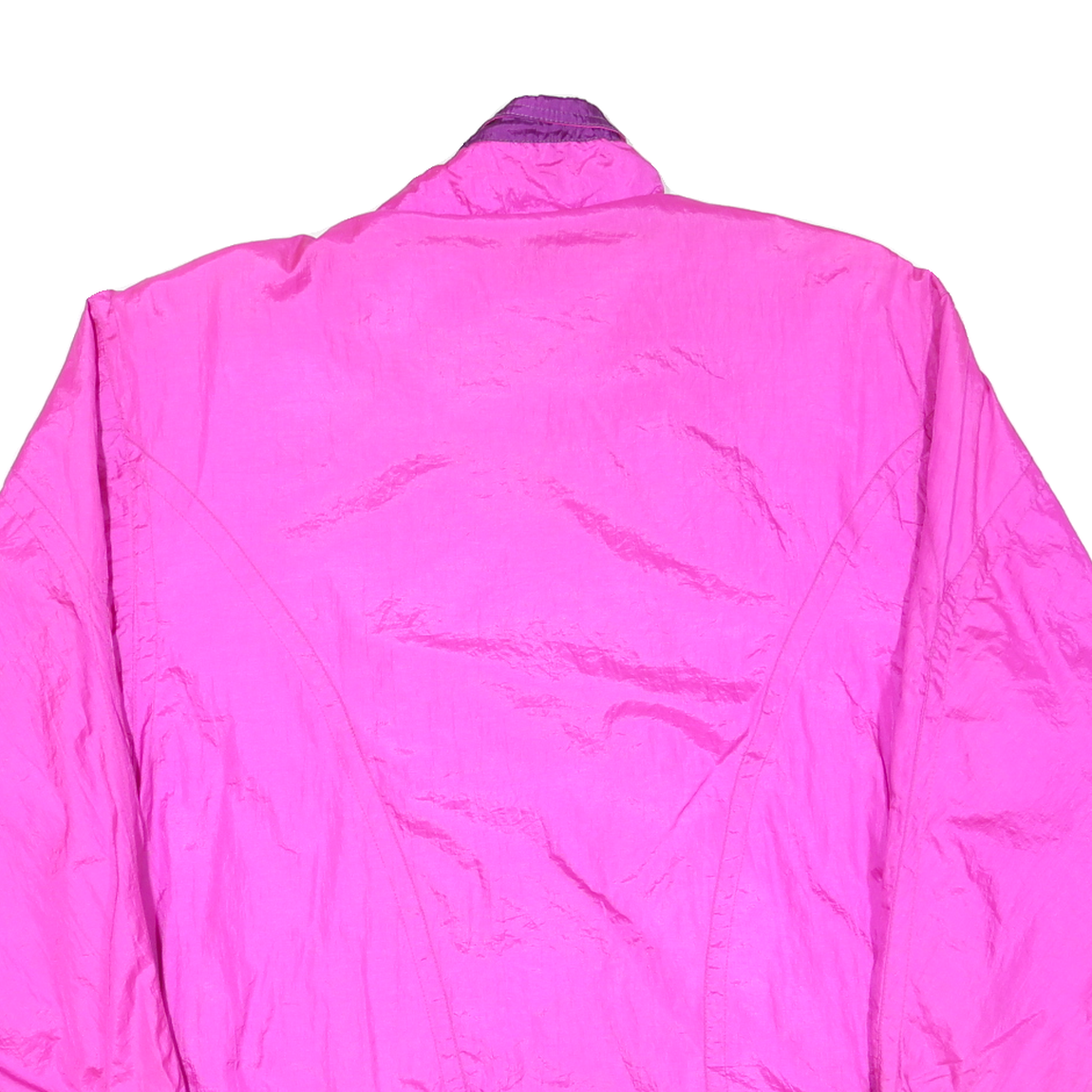 PACIFIC Womens Pink & Purple Oversized Nylon Jacket L Zip Plain Lightweight
