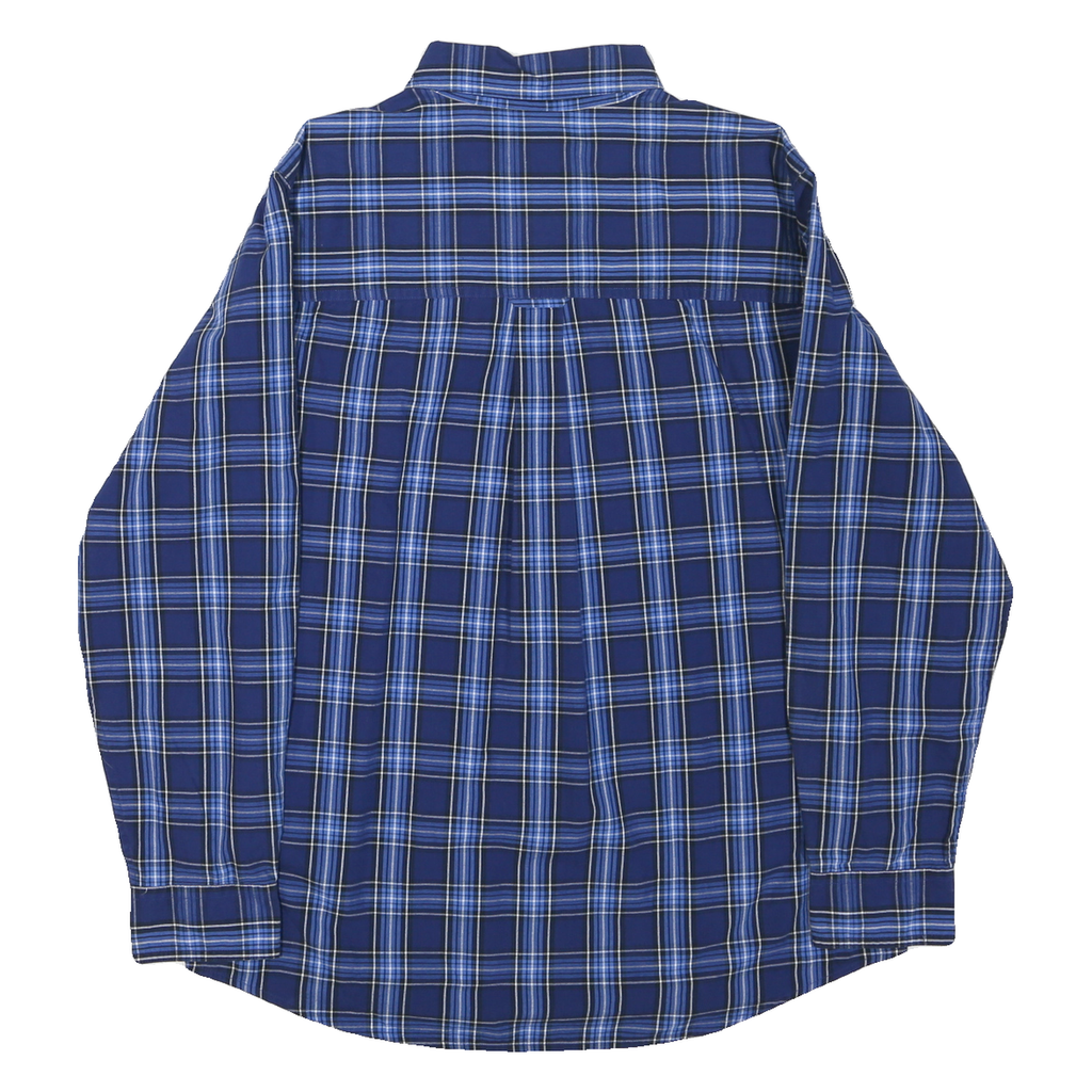 CHAPS Mens Blue Plaid Shirt L Button Down Cotton Blend Casual Classic