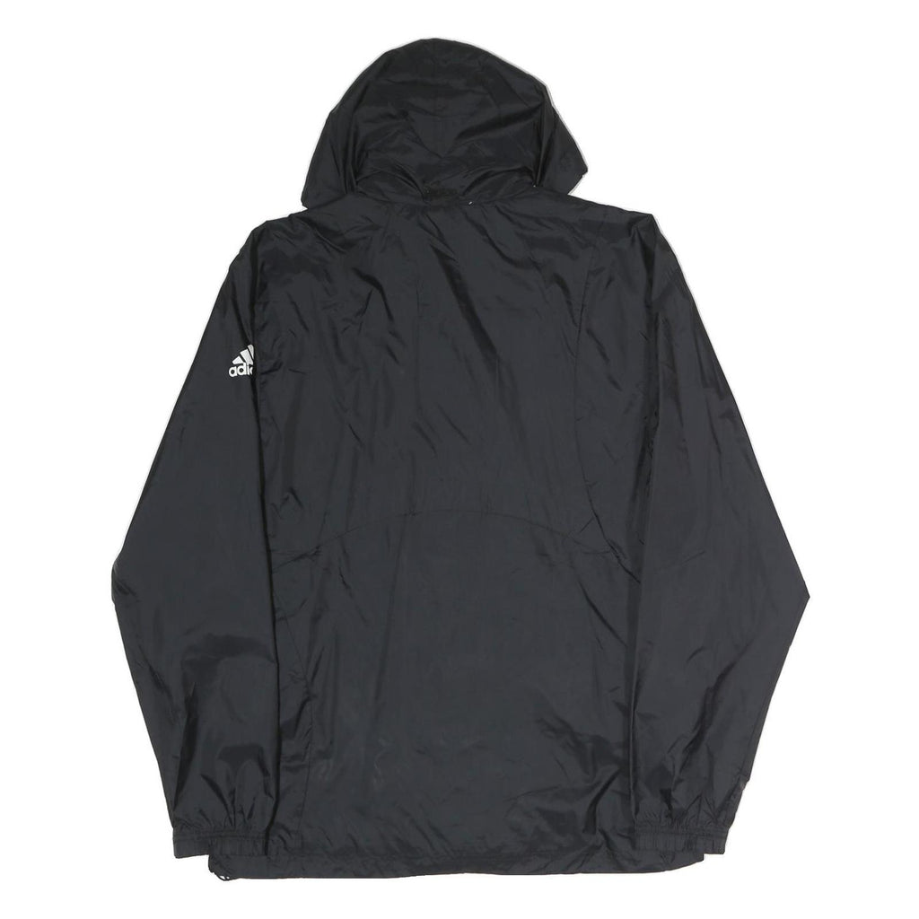 ADIDAS Mens Black Soccer Club Hooded Zip Jacket M Polyester Plain Sportswear