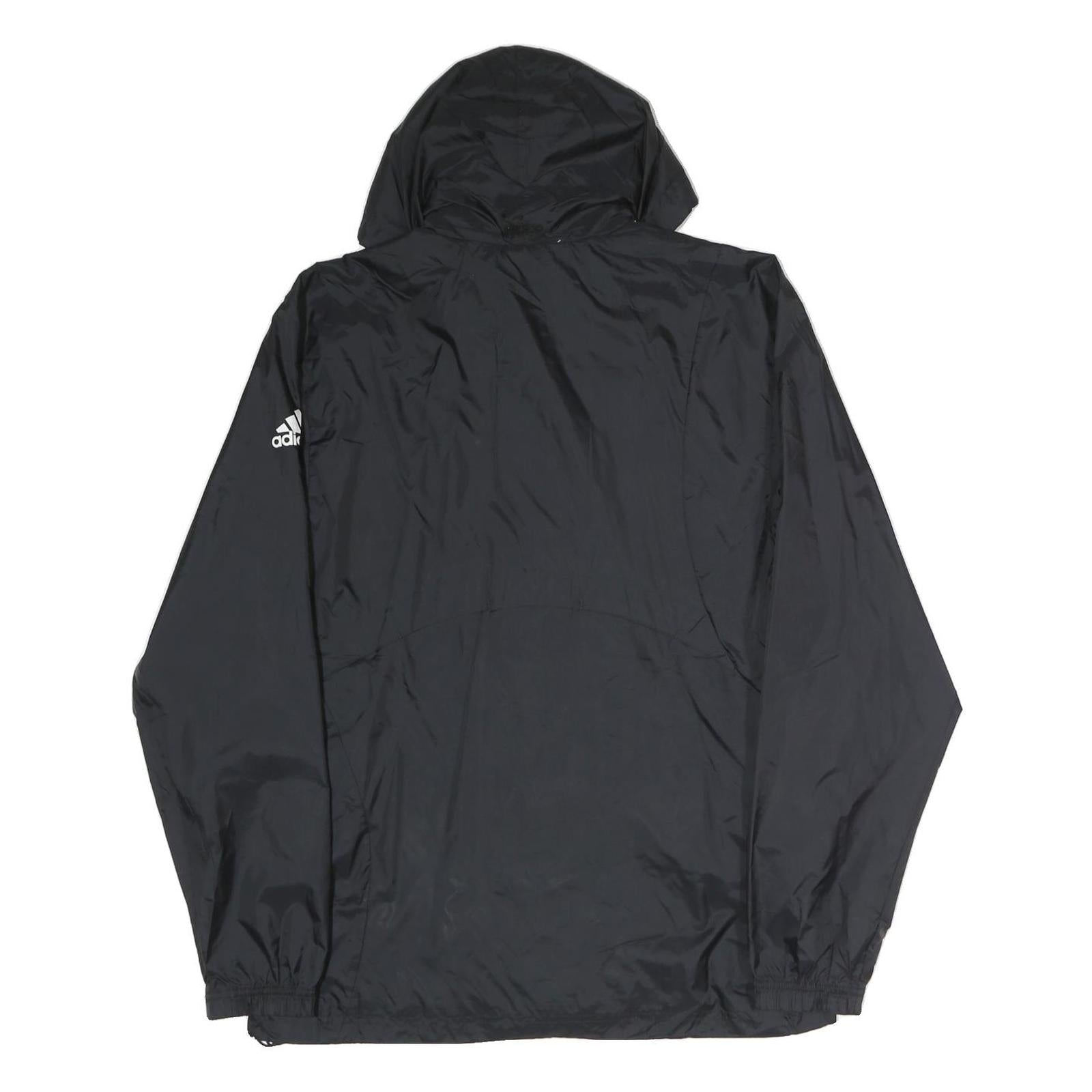 ADIDAS Mens Black Soccer Club Hooded Zip Jacket M Polyester Plain Sportswear