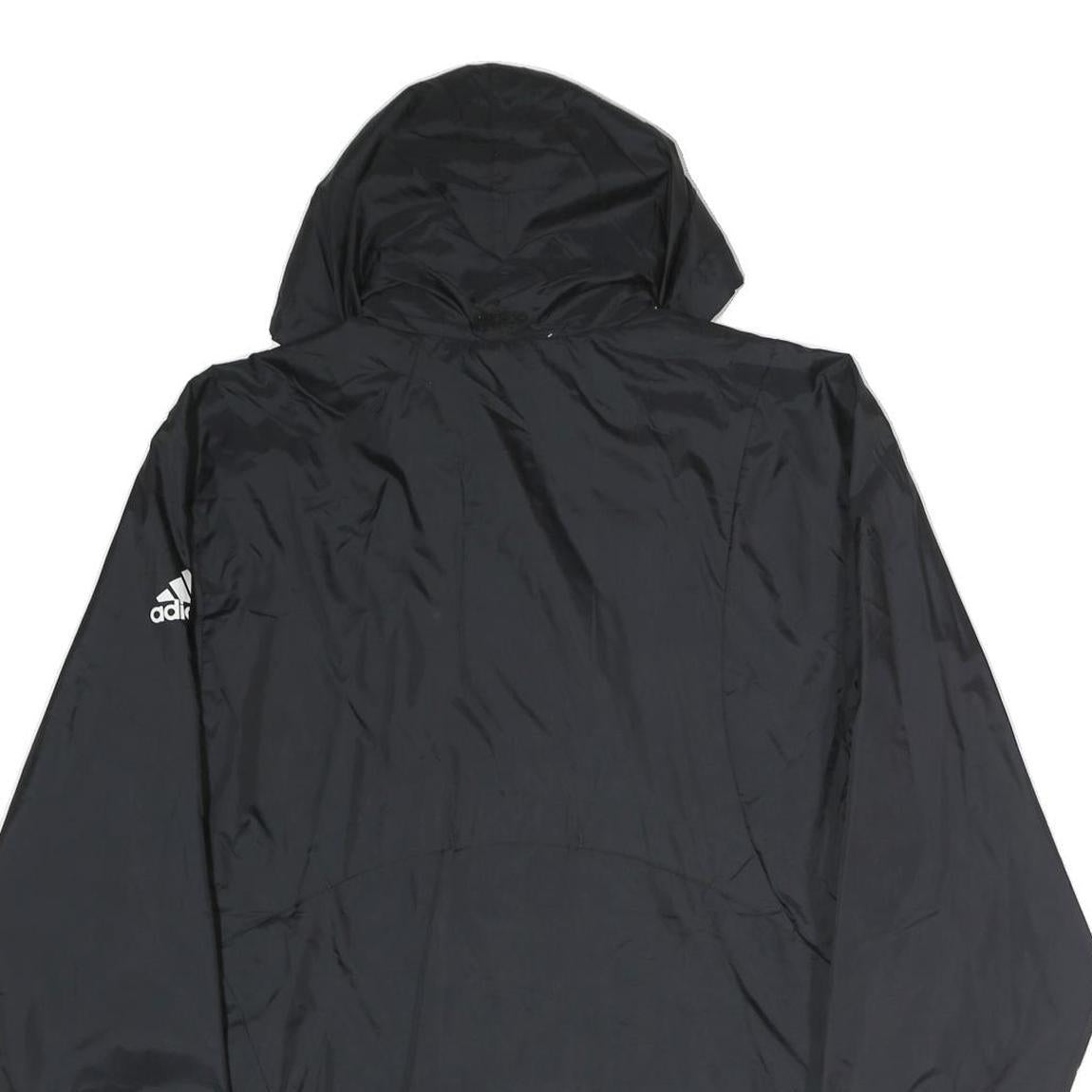 ADIDAS Mens Black Soccer Club Hooded Zip Jacket M Polyester Plain Sportswear