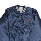 HARTWELL SPORTS Mens Navy Blue Baseball Association Button Jacket L Nylon Satin