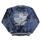 HARTWELL SPORTS Mens Navy Blue Baseball Association Button Jacket L Nylon Satin
