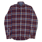 TOMMY HILFIGER Mens Shirt Brown Check Long Sleeve S