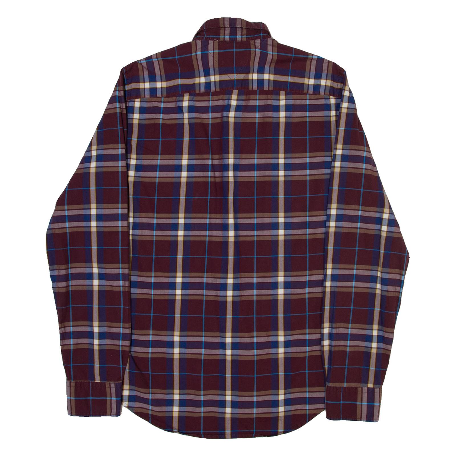 TOMMY HILFIGER Mens Shirt Brown Check Long Sleeve S
