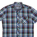 BEN SHERMAN Mens Blue Green Red Check Shirt S Cotton Blend Button Down Collar