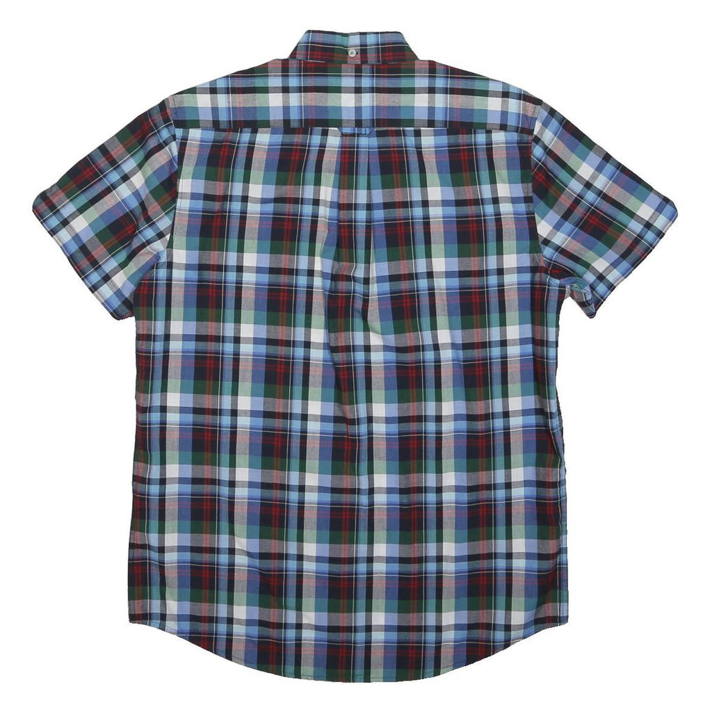 BEN SHERMAN Mens Blue Green Red Check Shirt S Cotton Blend Button Down Collar