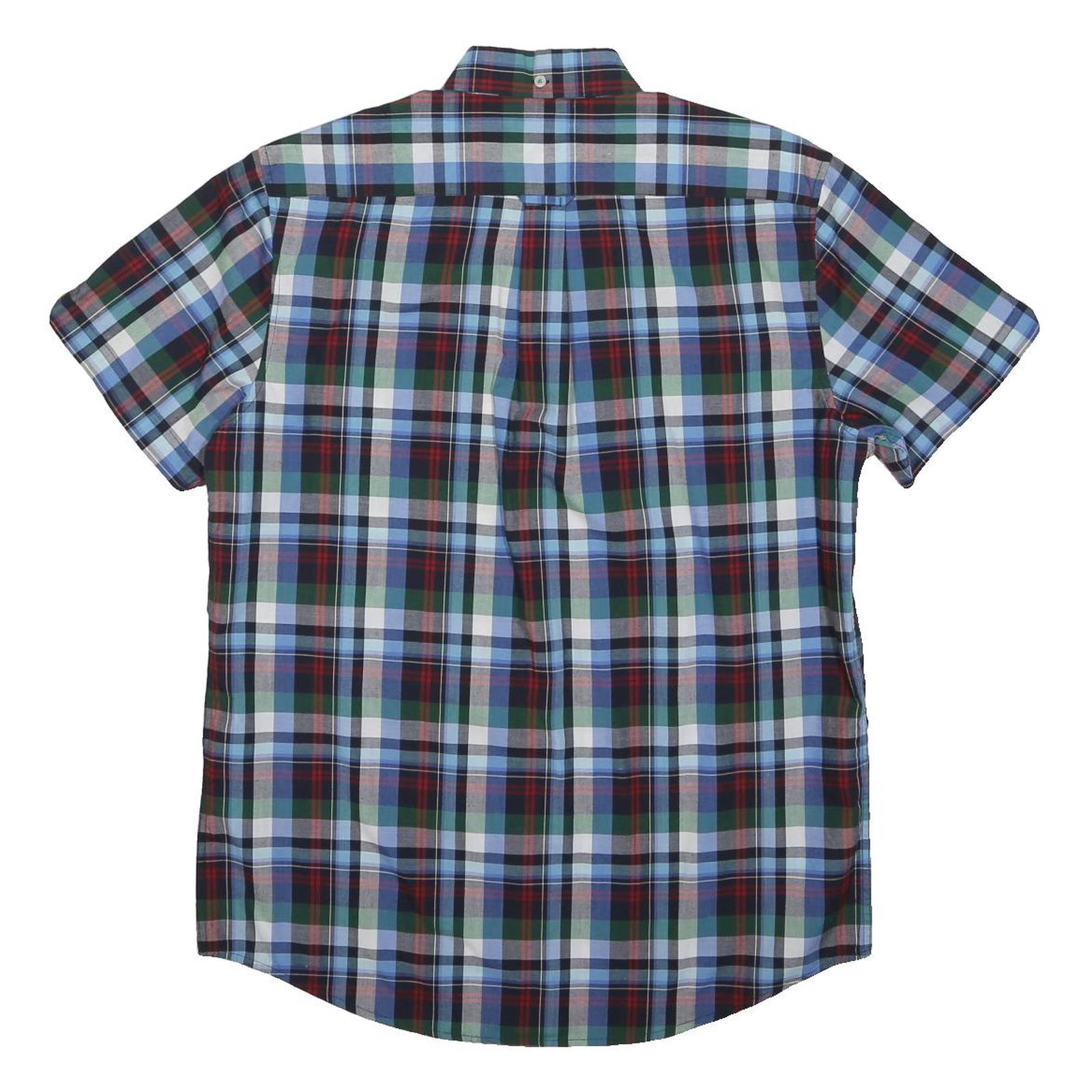 BEN SHERMAN Mens Blue Green Red Check Shirt S Cotton Blend Button Down Collar