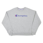 CHAMPION Womens Grey Cotton Blend Crew Neck L Sweatshirt Logo