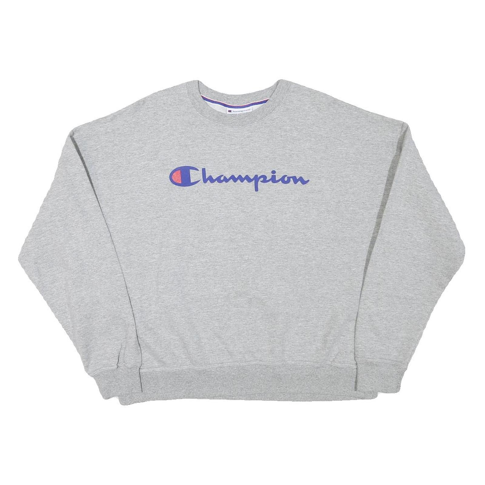 CHAMPION Womens Grey Cotton Blend Crew Neck L Sweatshirt Logo