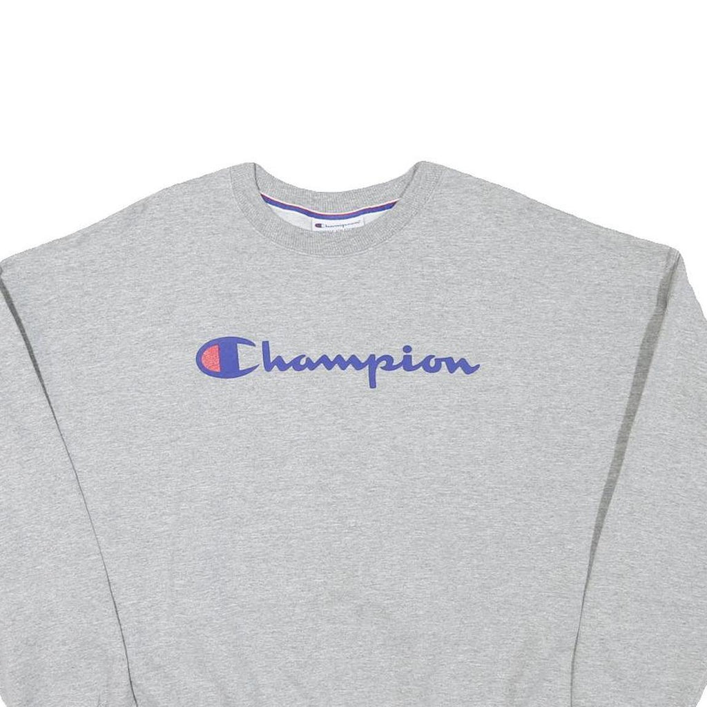 CHAMPION Womens Grey Cotton Blend Crew Neck L Sweatshirt Logo