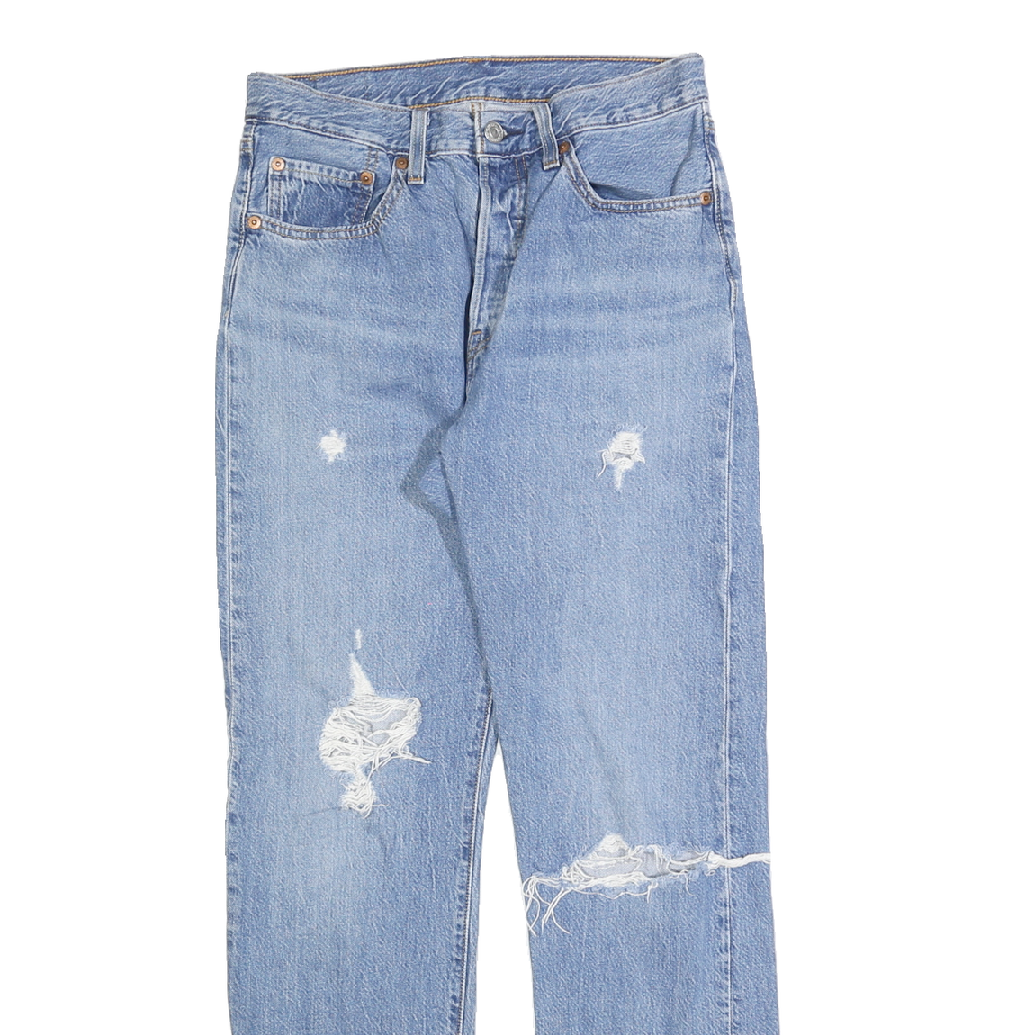 LEVI'S 501 Womens Jeans Blue Regular Straight Denim Medium W26 L30 Distressed