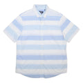 CHAPS Mens Blue & White Striped Button Down Shirt L Cotton Blend Summer
