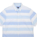 CHAPS Mens Blue & White Striped Button Down Shirt L Cotton Blend Summer