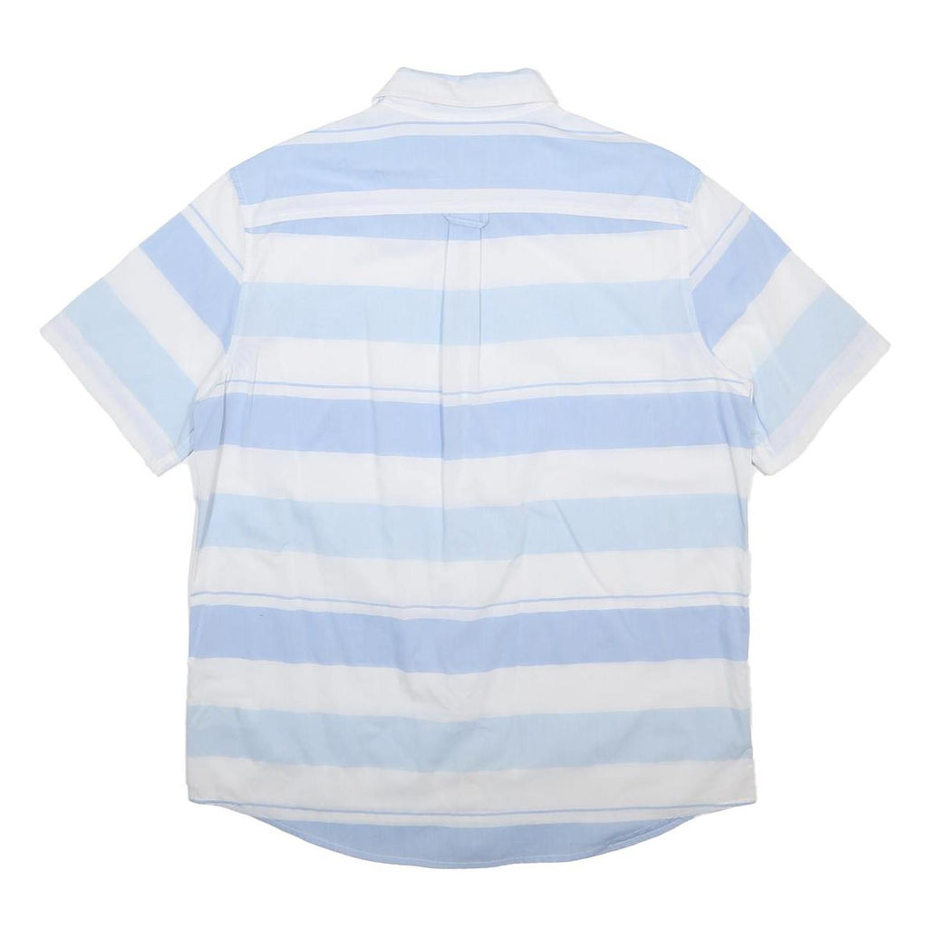 CHAPS Mens Blue & White Striped Button Down Shirt L Cotton Blend Summer