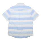CHAPS Mens Blue & White Striped Button Down Shirt L Cotton Blend Summer