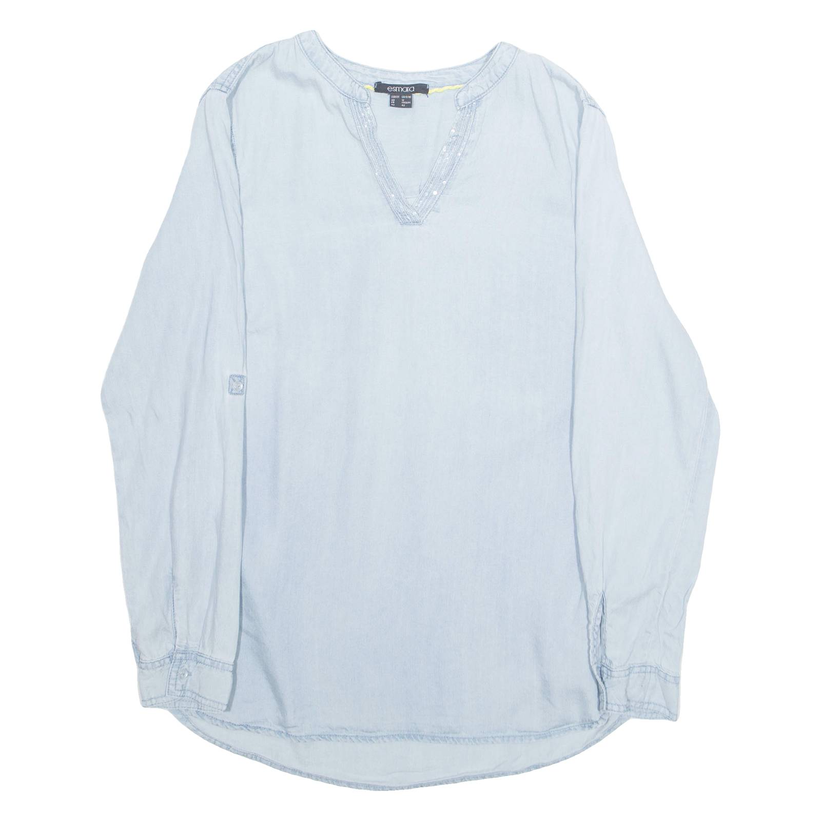 ESMARA Womens Blouse Blue V-Neck Long Sleeve M